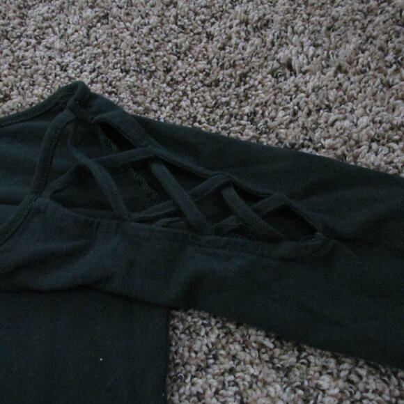 Ambiance Open Shoulder T Shirt Womens Medium Green Short Sleeve Pullover‎ Top - Picture 3 of 4